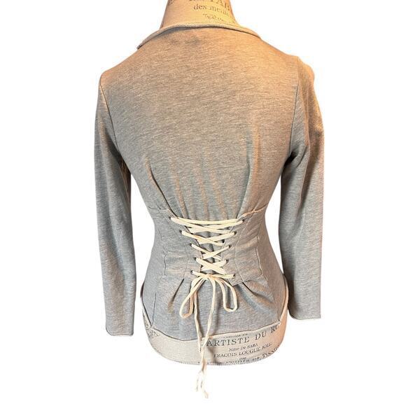 Guest Editor tie up lace corset back long sleeve - round neck blouse size XS - Picture 1 of 6